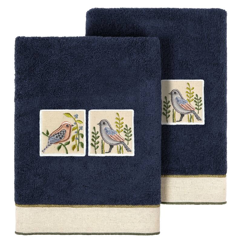 Authentic Hotel and Spa Turkish Cotton Belinda 2PC Hand Towel Set - Marine