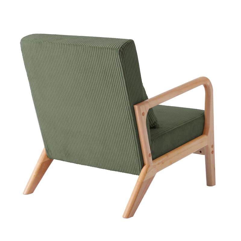 25" W Mid Century Upholstered Wood Accent Chair with Pillow set of 2