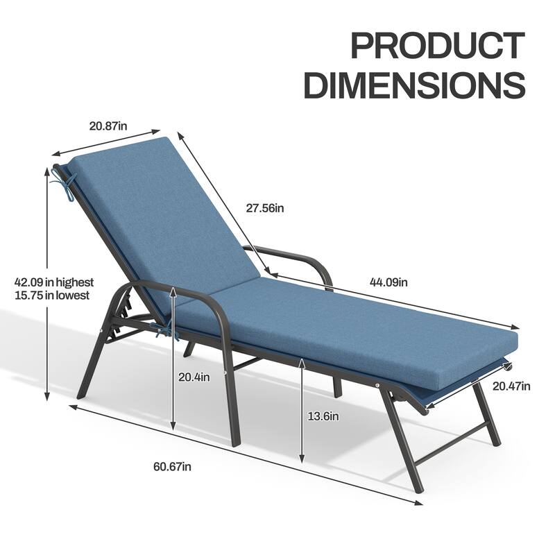 Pellebant Outdoor Adjustable Patio Chaise Lounge Chairs with Cushions