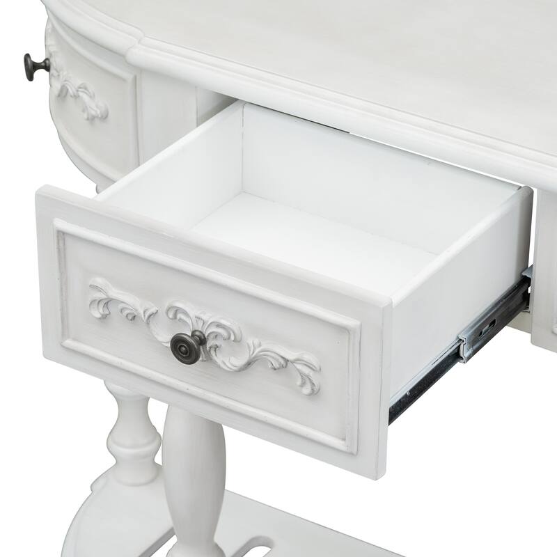 Modern Curved Console Table with 4 Drawers and 1 Shelf