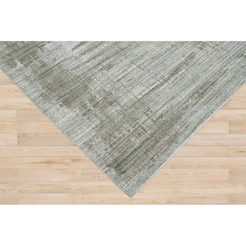 Hand Knotted Textured Gray Tibetan Wool Modern Oriental Area Rug - 8' x 9' 11''