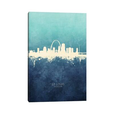 iCanvas "St Louis Missouri Skyline Navy Cyan" by Michael Tompsett Canvas Print