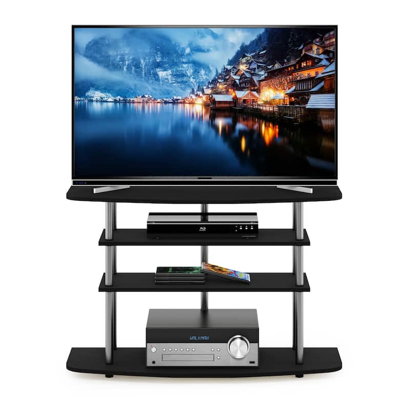 Furinno Frans Turn-N-Tube 4-Tier TV Stand for TV up to 46, Black Oak