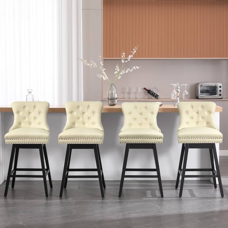 26"/29" Faux Leather Swivel Counter and Bar Height Stools (Set of 1/2/3/4) - Set of 4 - Beige - Bar Height
