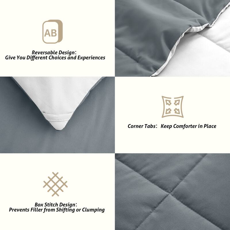 JEAREY Ultra-Lightweight Reversible All-Season Comforter, Cooling Down Alternative Duvet Inserts
