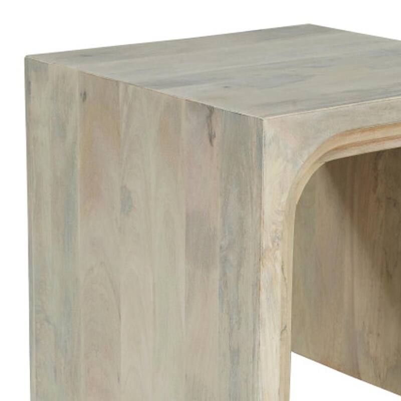 HomeRoots 24" White Solid Wood Square Sled End Table - 24.00 in. x 24.00 in. x 24.00 in.
