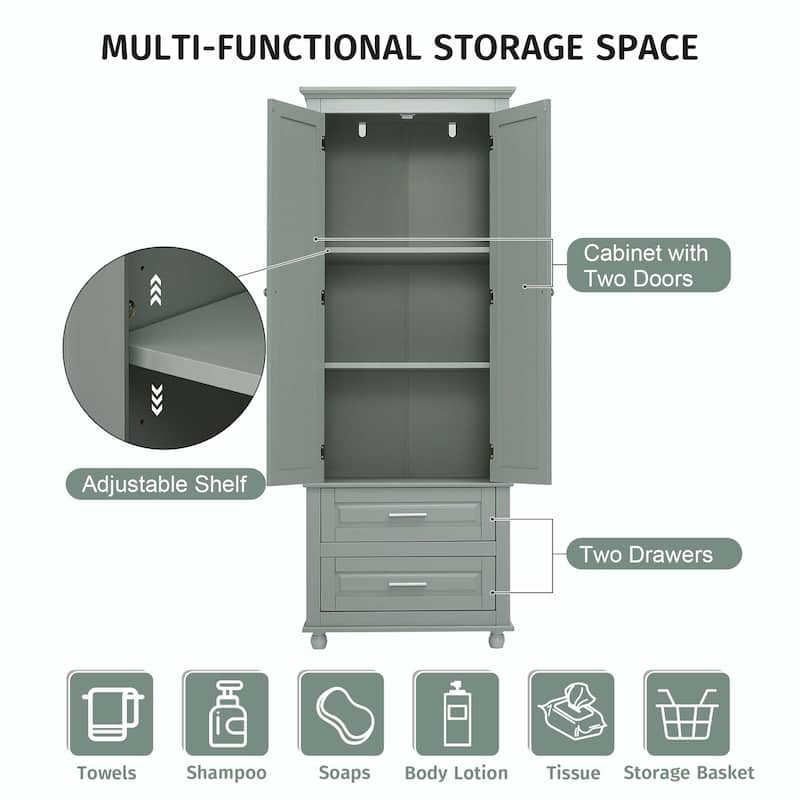 Tall Storage Cabinet with Two Drawers