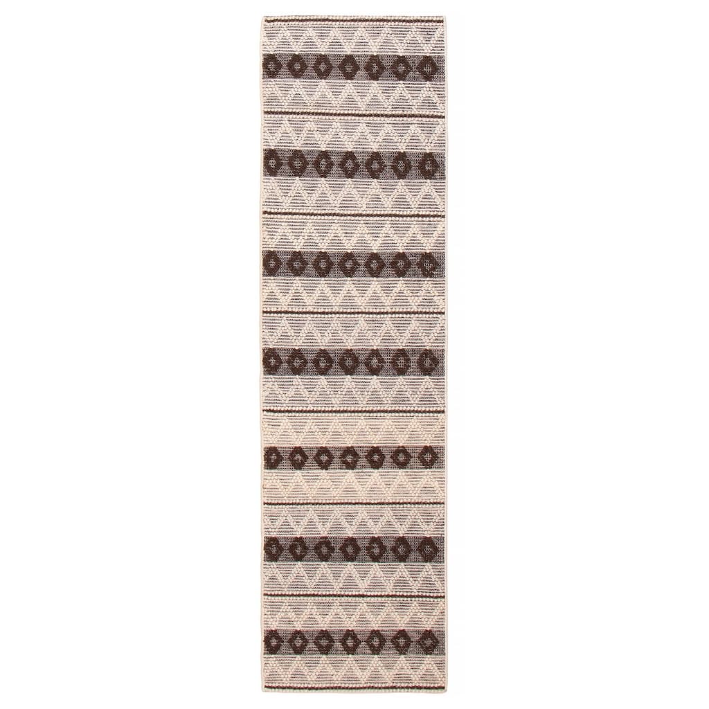 ECARPETGALLERY Braid weave Sienna Cream, Brown Wool Rug - 2'8 x 10'0