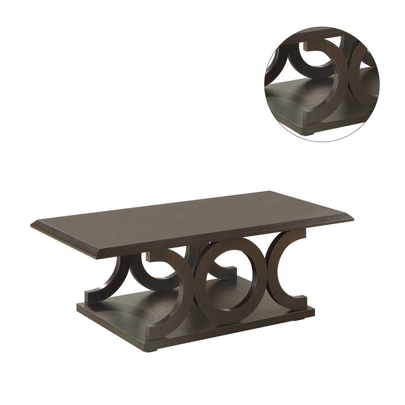 C-Shape Base Coffee Table in Cappuccino