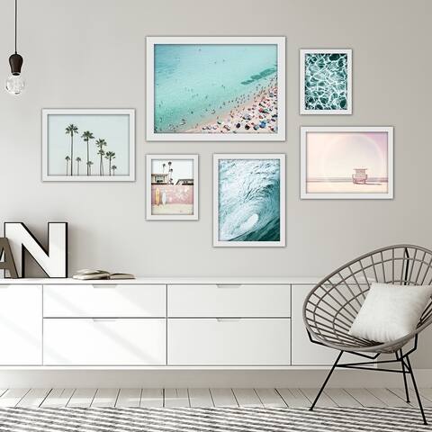 Beach Photography 6 Piece Framed Print Gallery Wall Art Set