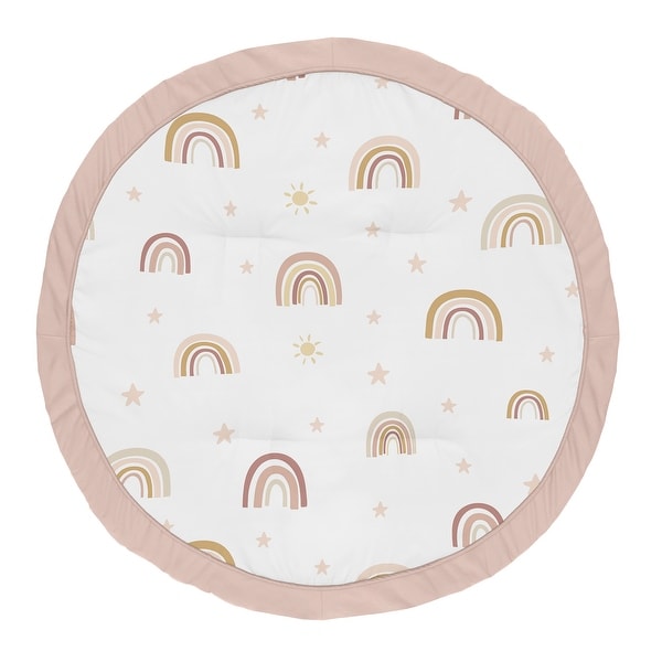 Boho Rainbow Girl Baby Tummy Time Playmat Blush Pink Dusty Rose