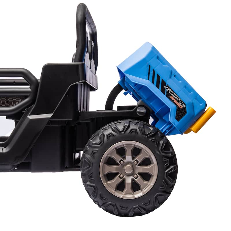 Realistic Children's Engineering Vehicle, Blue Electric Dump Truck with Extra Shovel, Electric Vehicle with Double Doors