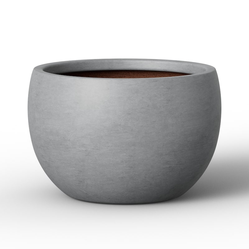 Concrete Round Planter with Enhanced Interior Outdoor Indoor Pot with Drainage Holes