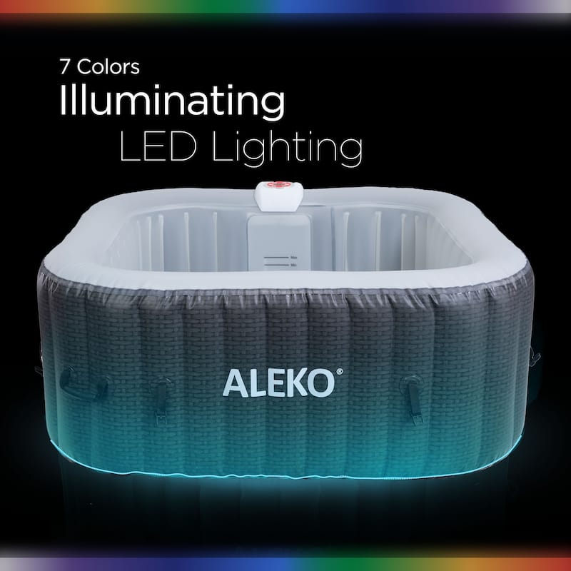 ALEKO Grey Square Inflatable 4 prs Hot Tub with Energy-saving Cover & Jets Mia Collection
