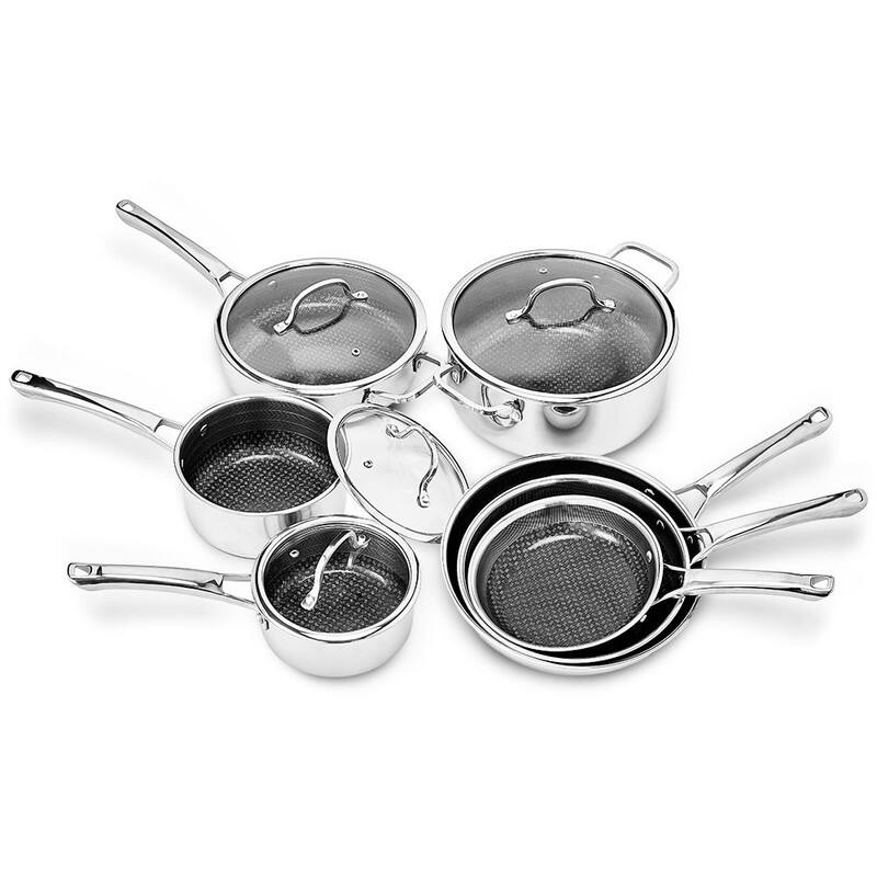 Non-Stick Cookware Set Stainless Steel Pots And Pans Set With Lids - 11-Piece