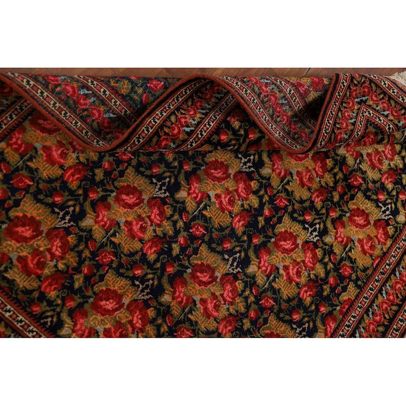 Floral Sirjan Foyer Rug Handmade Wool Carpet - 3'7" x 5'0"