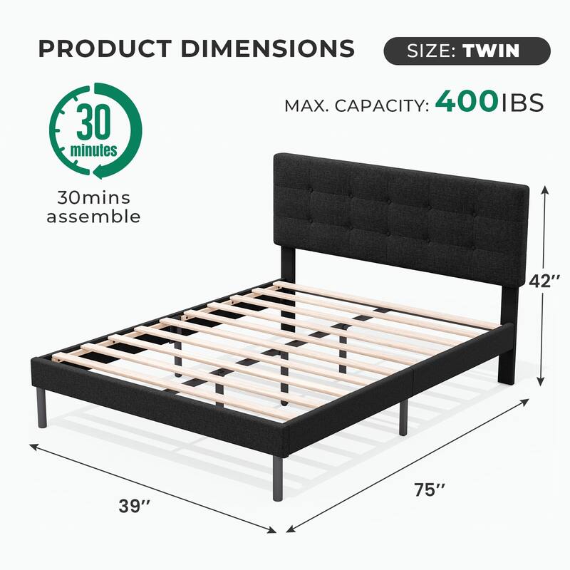 Modern Wooden Bed Frame With Headboard