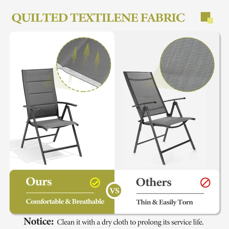 Patio Adjustable Reclining Folding Dining Chairs for Outdoor Indoor Garden Pool - See Picture