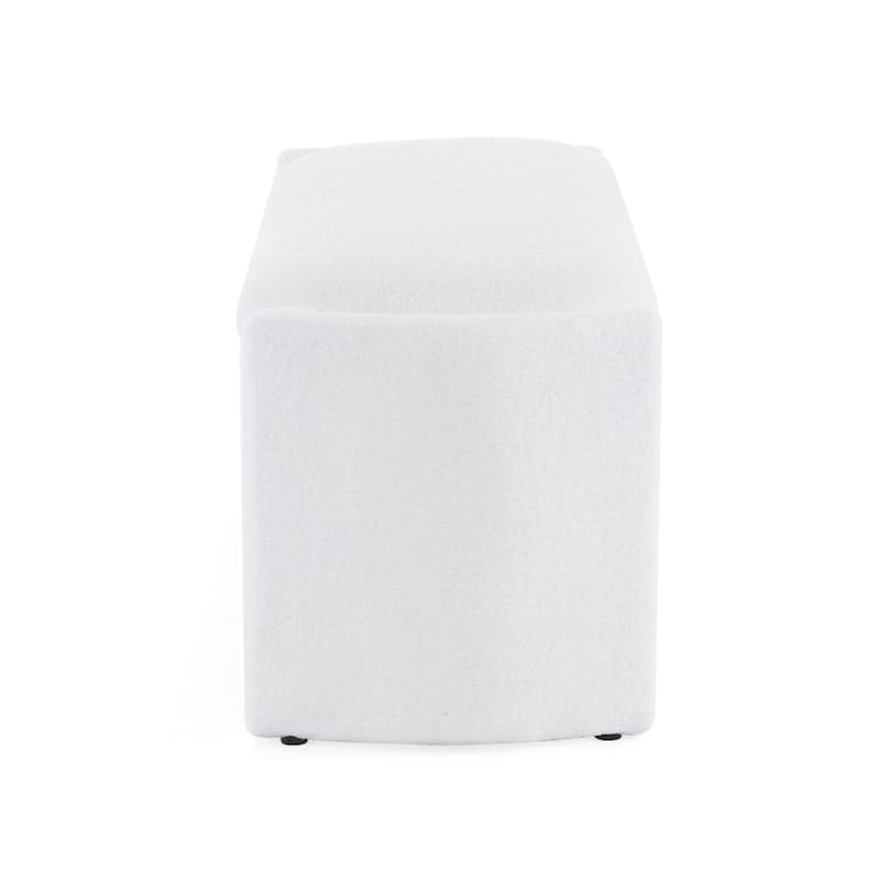 Boucle Storage Ottoman Bench, Oval Upholstered Storage Bench, Entryway Bench with Hidden Storage Space & Safety Hinge