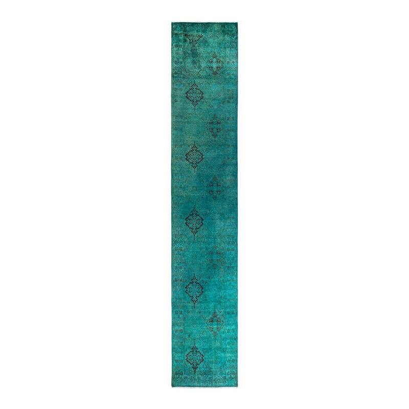 Contemporary Overdyed Wool Hand Knotted Runner - 2' 6" x 13' 10"
