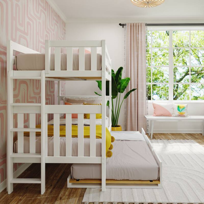 Max and Lily Twin over Twin Bunk Bed with Ladder on End and Trundle