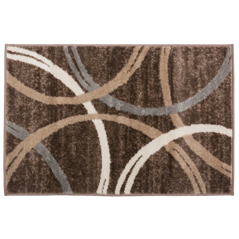 World Rug Gallery Contemporary Abstract Circles Design Area Rug - 2' x 3' - Brown
