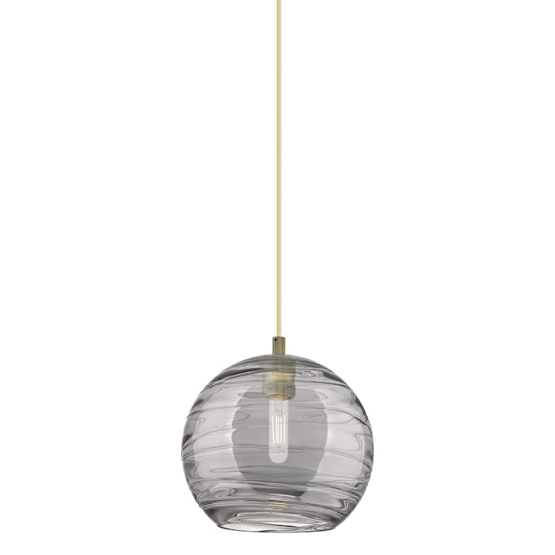 Innovations Lighting 434-1P-10-10 Crown Point Pendant Crown Point 10" - Brushed Brass / Light Smoke Deco Swirl