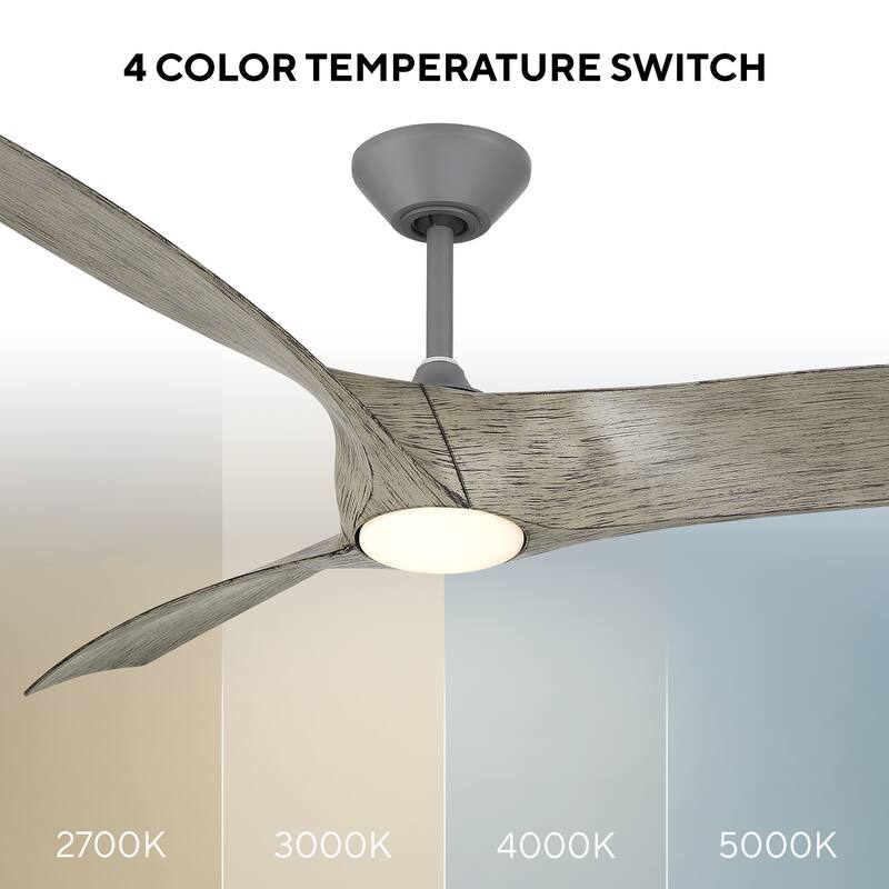 Zephyr 72" 3-Blade Indoor/Outdoor Smart Fan in Graphite Weathered Wood w/ Selectable LED (2700K-5000K) & Remote