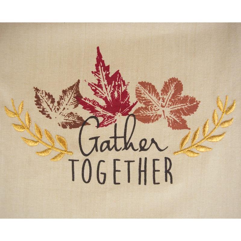 "Gather Together" Fall Harvest Apron with Ruffles 28.5" Beige Orange
