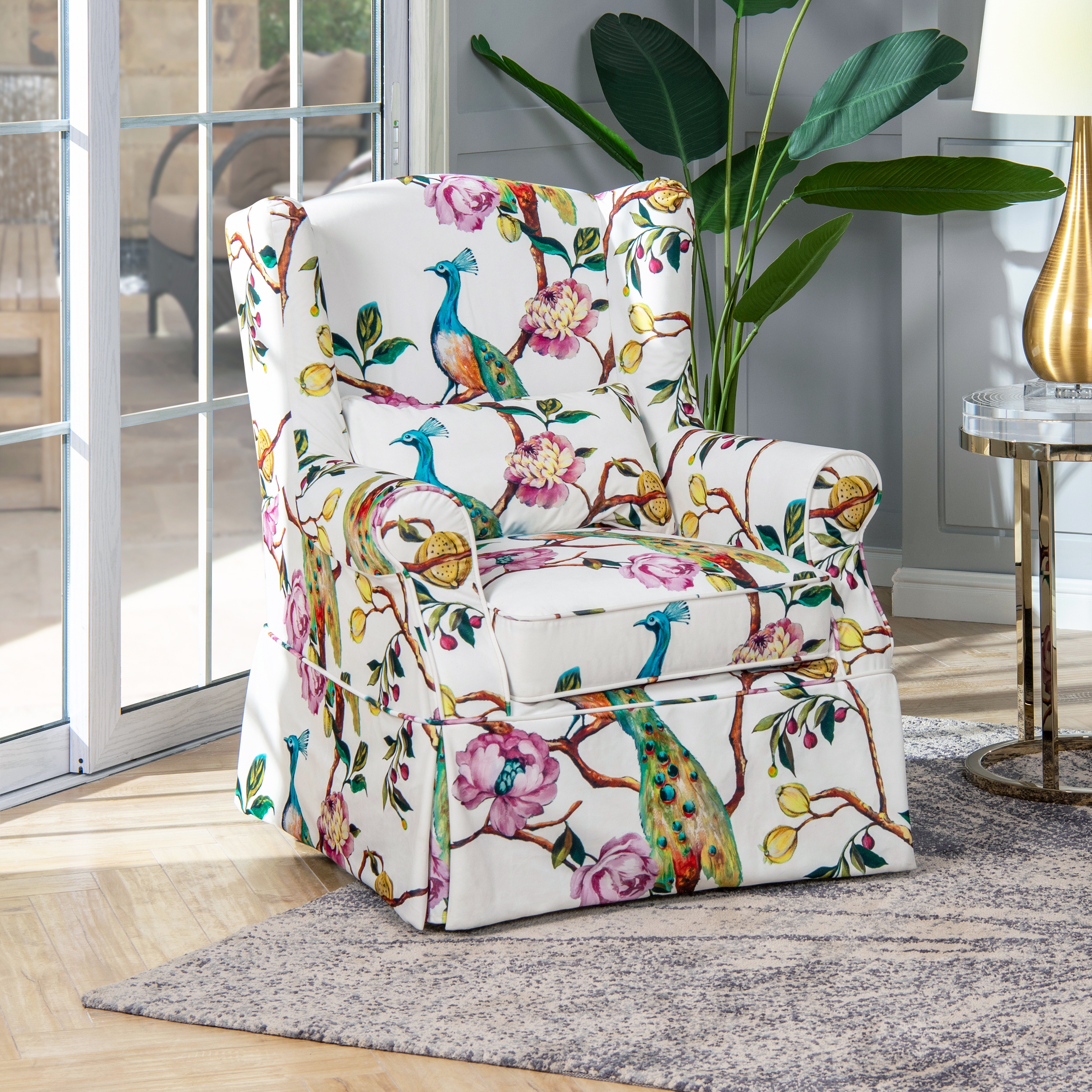 Peacock print 2025 accent chair