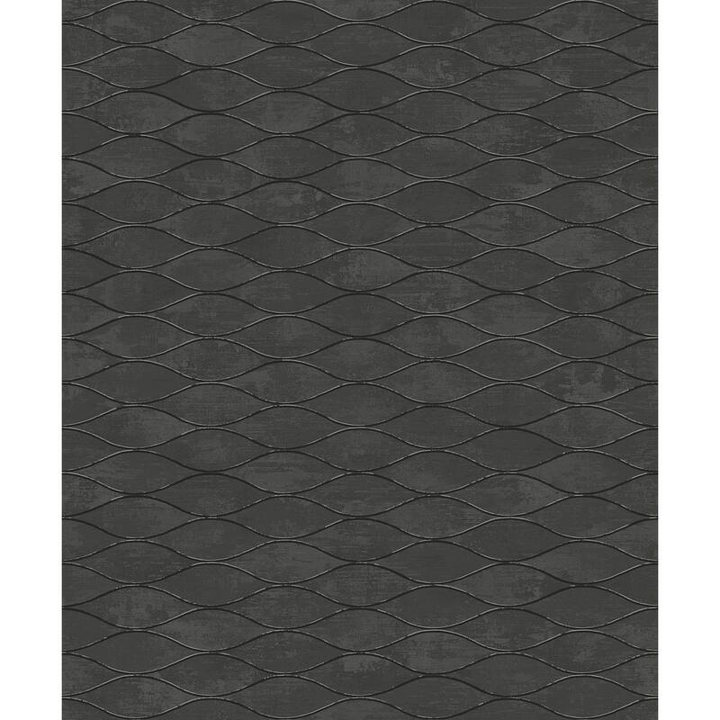 Seabrook Designs Piccola Geometric Horizontal Ogee Non-Woven Unpasted Wallpaper - 20.9 in. W x 33 ft. L - Metallic Graphite