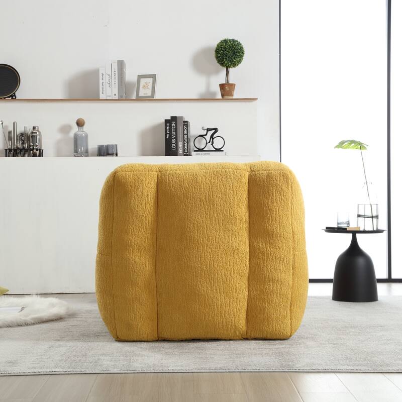 Fluffy Bean Bag Chair with Memory Foam and Ottoman, Super Soft Velvet Bean Bag for Adults & Kids, Comfortable Lazy Sofa