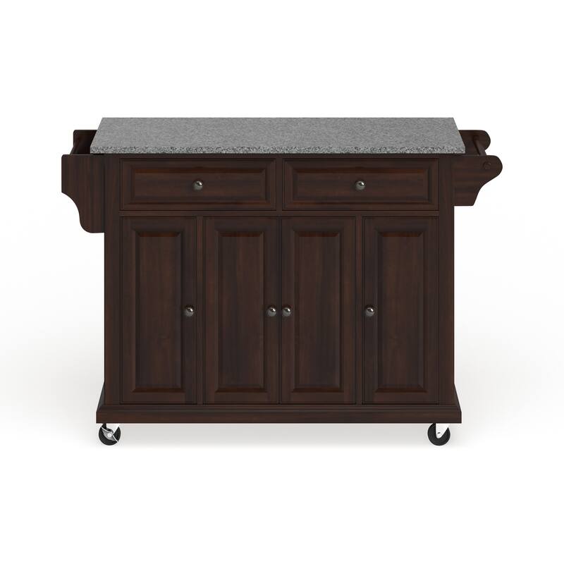 Crosley Full Size Granite Top Vintage Mahogany Kitchen Cart - 18"d x 51.5"w x 36"h