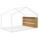 preview thumbnail 6 of 24, Full Size Metal Wood House Bed with Shelves & Lights