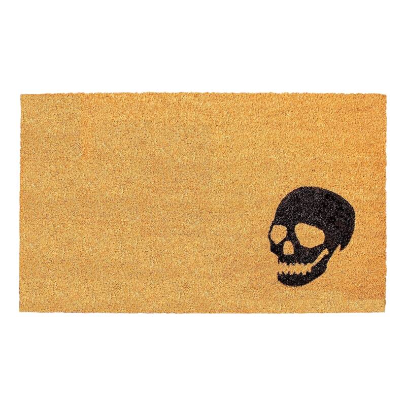 HomeRoots 24" X 36" Natural And Brown Halloween Skull Outdoor Coir Door Mat - 24.00' X '36.00