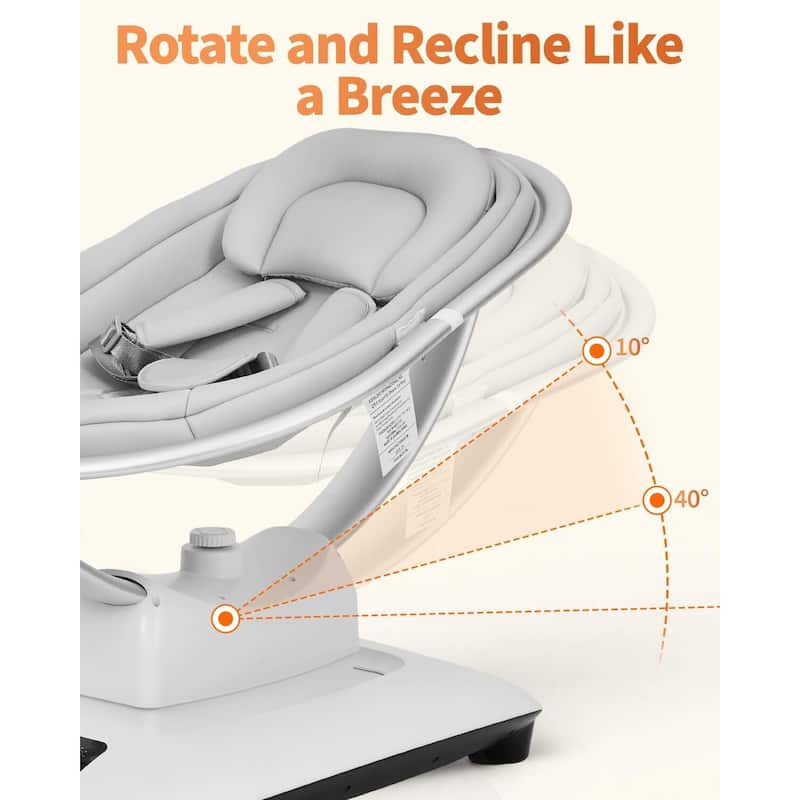 Electric Baby Swings for Infants to Toddler with 5 Motion Modes 5 Speeds, Light Grey