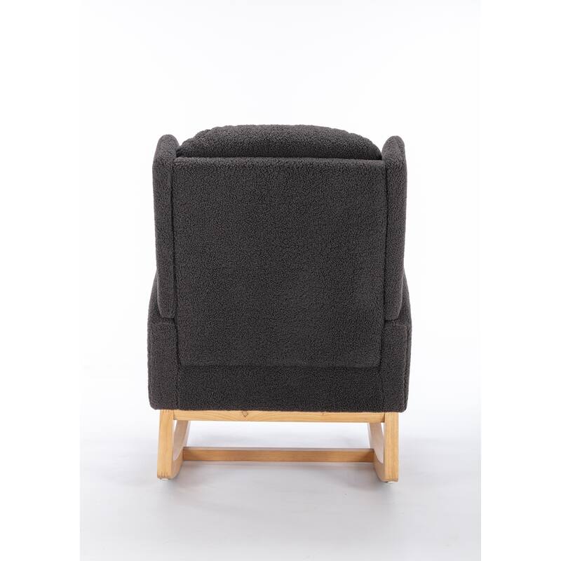 Teddy Fabric Rocking Chair With Packet Wood Legs