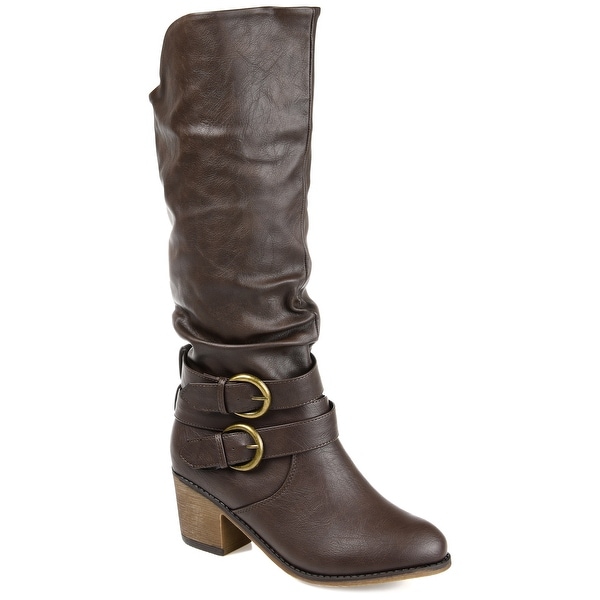 Journee Collection Women's 'Late' Buckle Slouch High Heel Boots. Opens flyout.