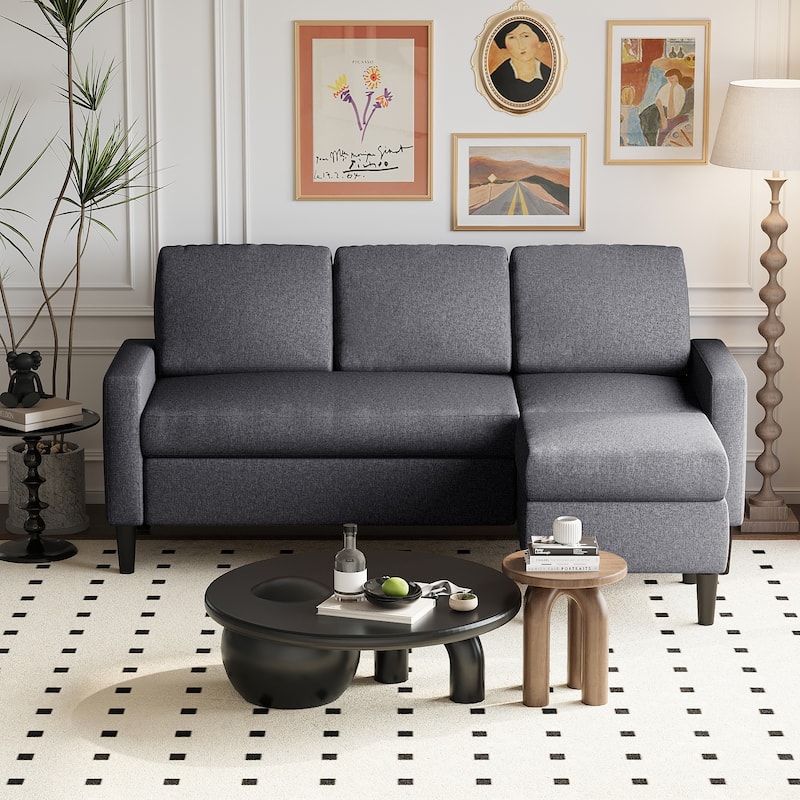Futzca 74" Convertible Sectional Sofa Couch, Small L-Shaped Sofa