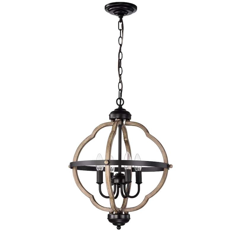 Allario 4 Light Antique Distressed Wood Candle Style Metal Chandelier
