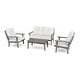 preview thumbnail 1 of 11, POLYWOOD Lakeside 4-Piece Deep Seating Set Slate Grey / Textured Linen