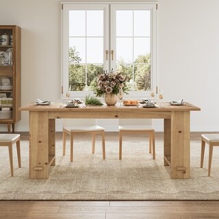 63-Inch Solid Wood Dining Table for 4-6 People - Bed Bath & Beyond ...