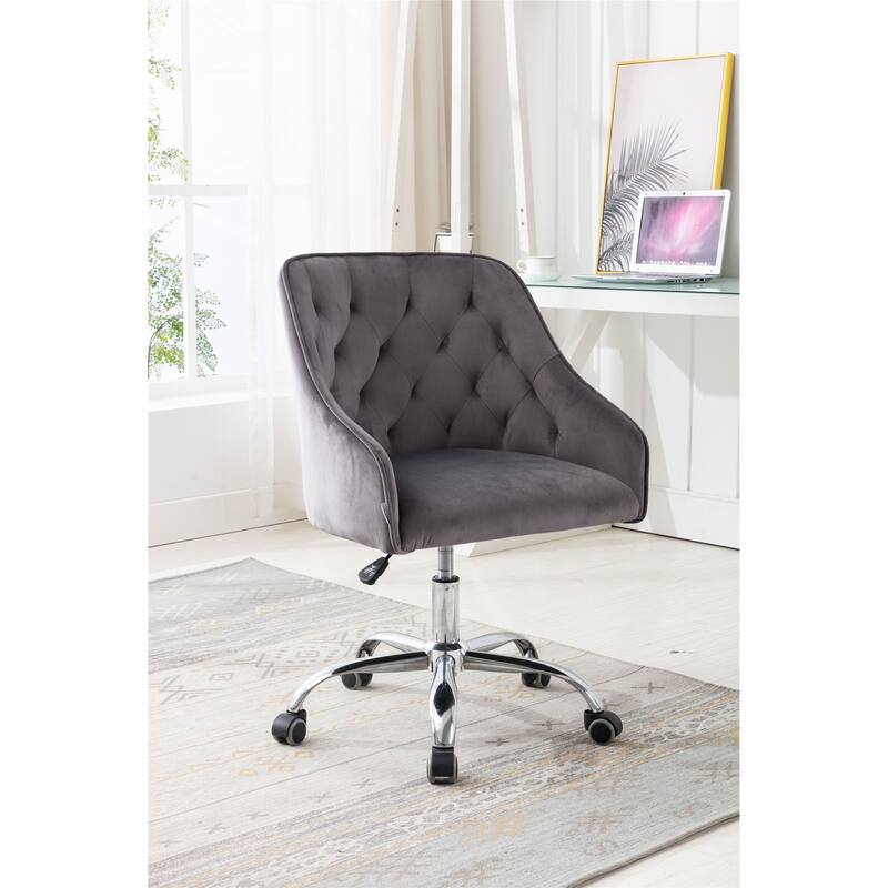 Home Office Desk Chair with Wheels, Modern Upholstered Velvet Shell