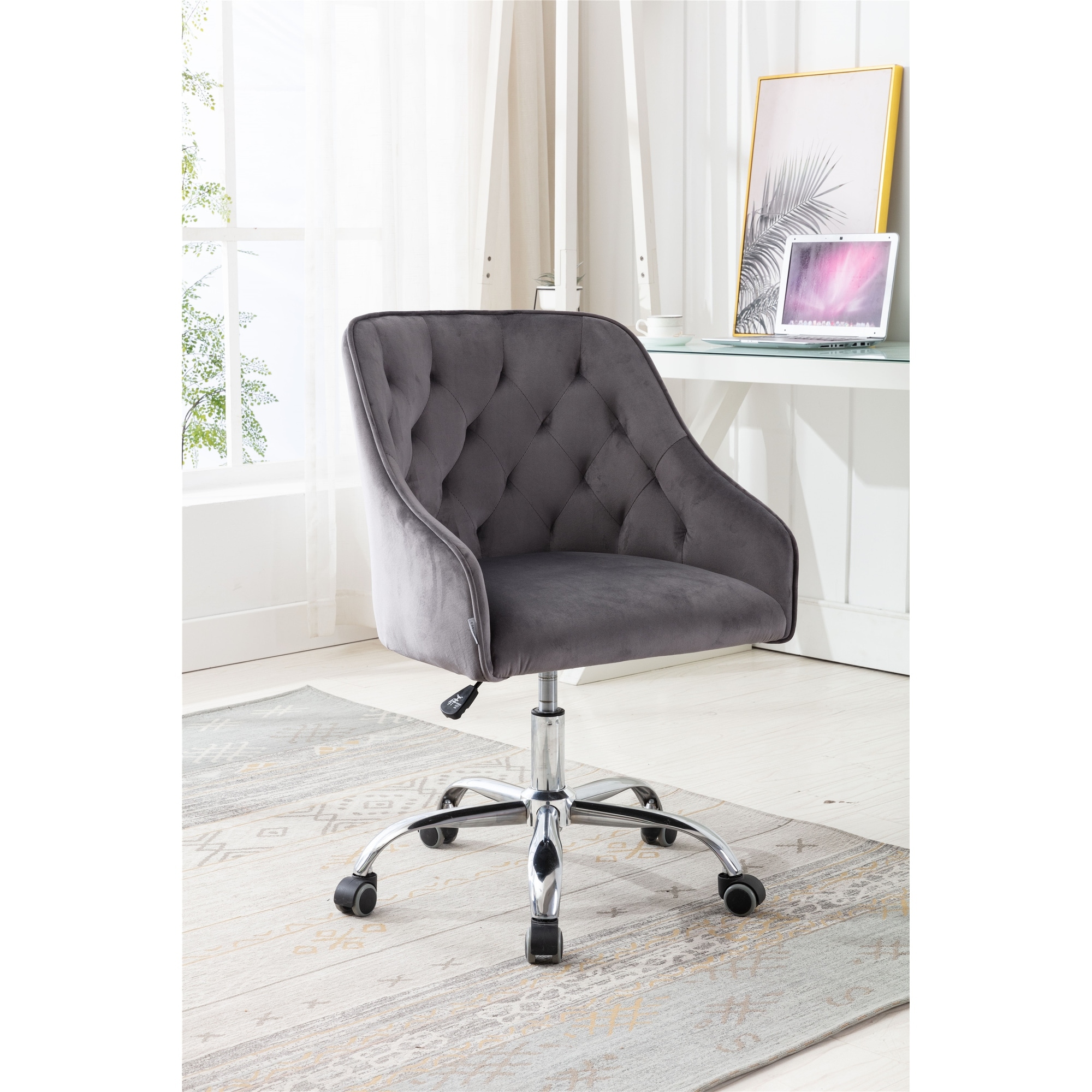 Grey velvet shell chair deals