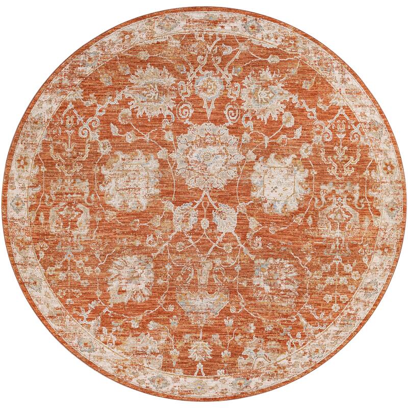 Livabliss Tritan Traditional Area Rug - Burnt Orange - 6'7" Round