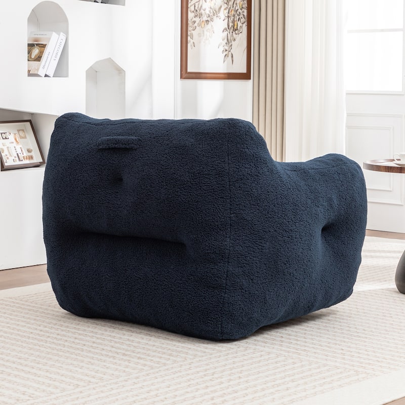 GDFStudio - Teddy Fabric 37" Deep Seat Bean Bag Chair with Armrests