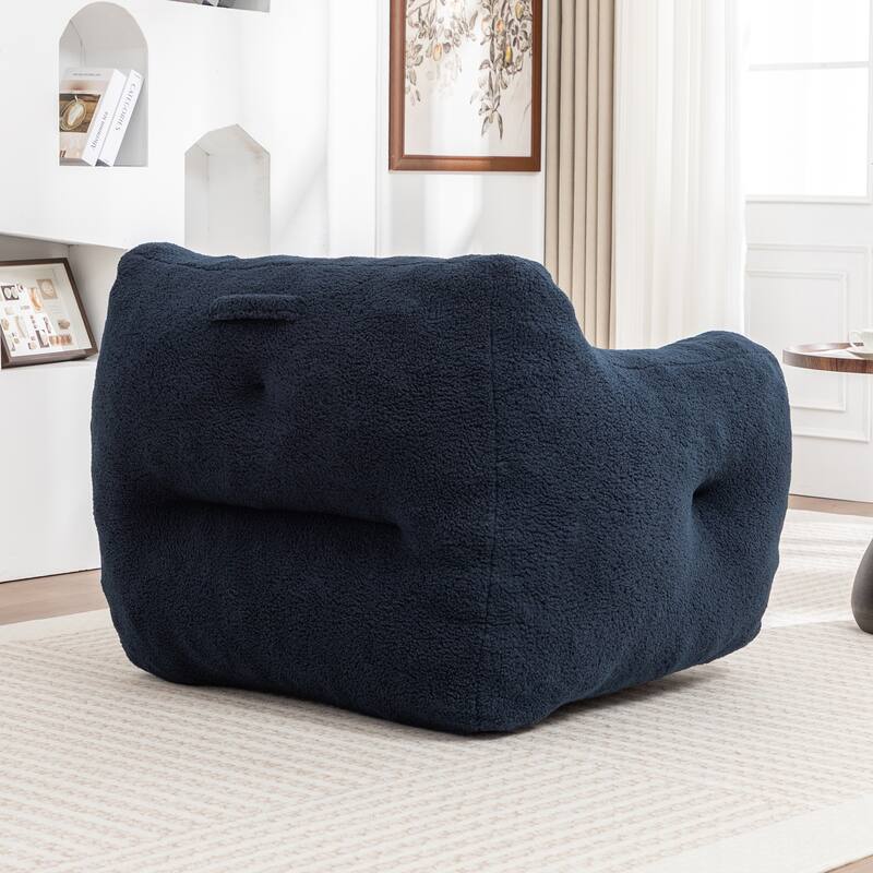 Teddy Fabric Bean Bag Chair, High Density Foam Bean Bag Sofa, Comfy Fluffy Lazy Sofa Chair Living Room, Bedroom