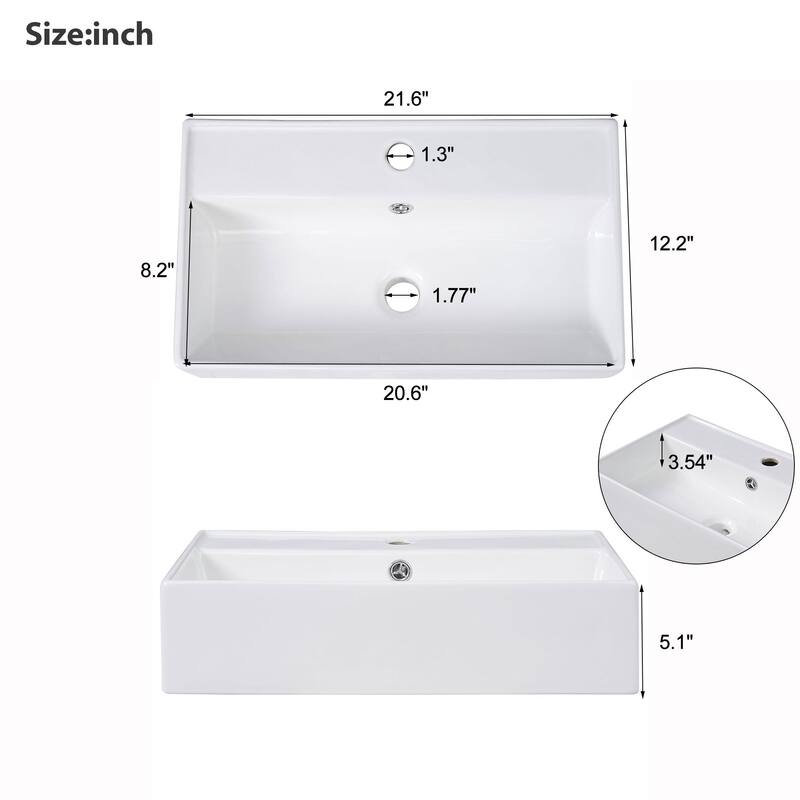 21.6 inch MDF Wall-Mounted Bathroom Vanity Set with Integrated Ceramic Sink Open shelf and oft-Close