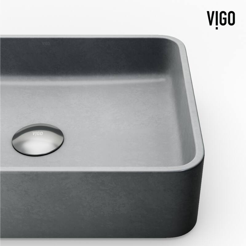 VIGO Segovia 16"L x 12"W Concrete Vessel Sink and Apollo 12"H Faucet Set