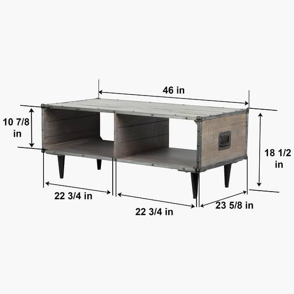 ExBrite Solid Wood Coffee Table ,Gray Finish - 23.6" x 46" x 17.9"